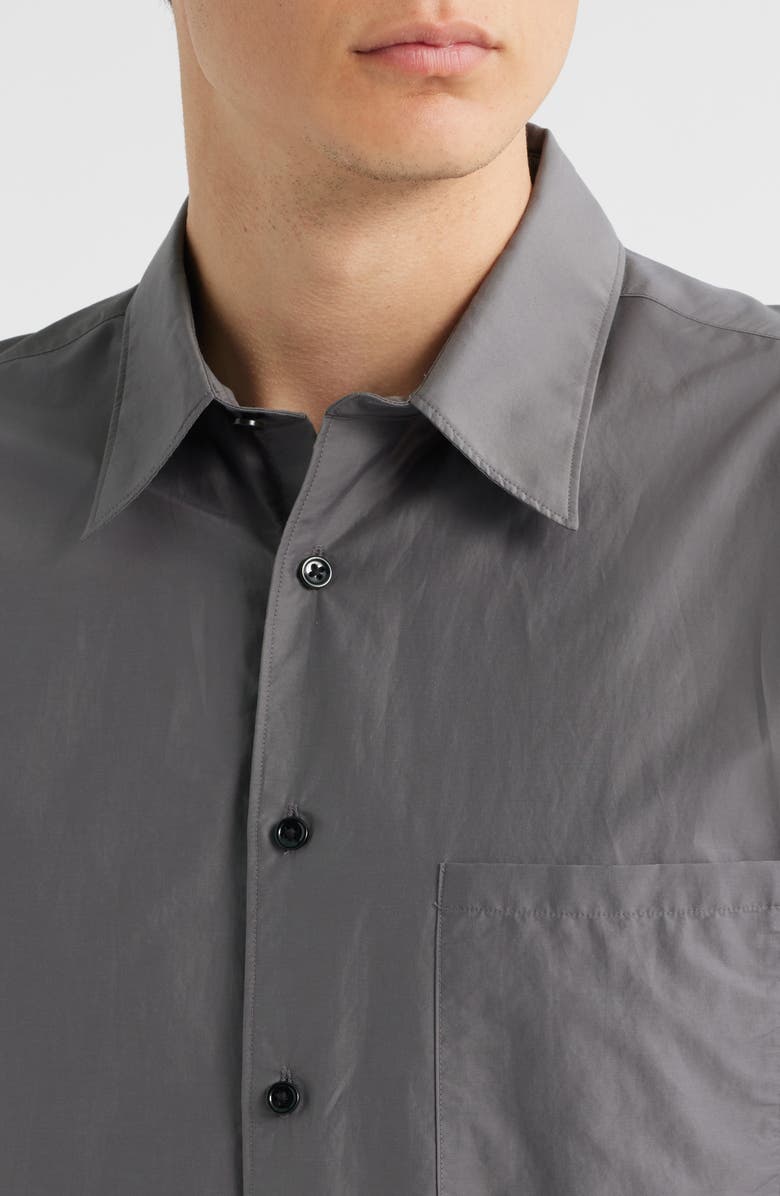 Theory Noll Soft Lawn Short Sleeve Button-Up Shirt, Alternate, color, Carbon