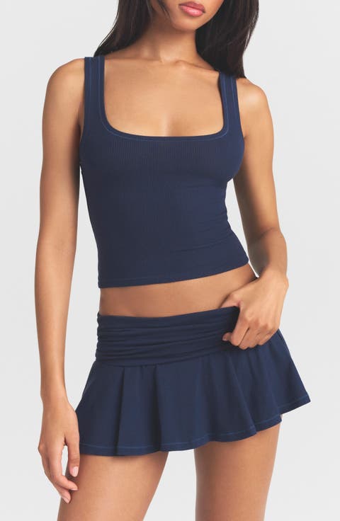 Crop Stretch Cotton Rib Tank