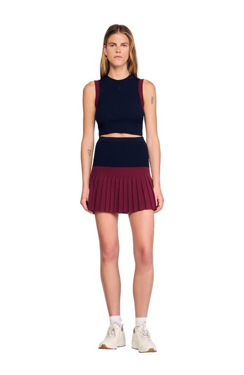 Sandro Short Knit And Denim Skirt In Multi