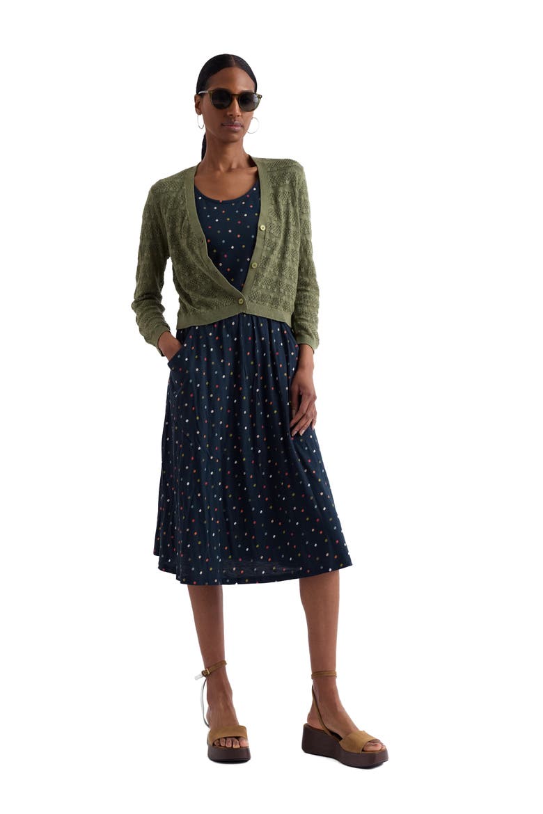 Enor Dot Print Organic Cotton Fit & Flare Midi Dress, Alternate, color, LITTLE SPONGE SPOT MIX