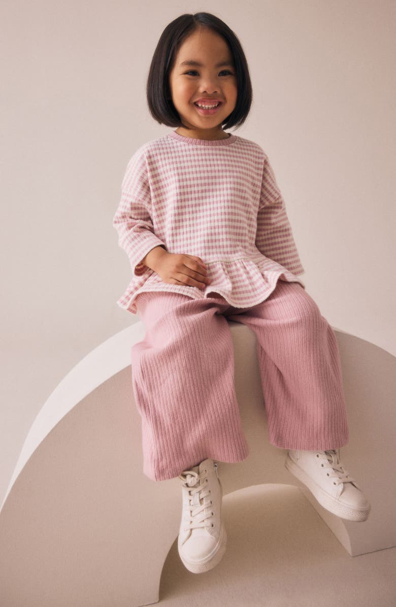 NEXT Kids' Long Sleeve Top & Wide Leggings, Alternate, color, Pink