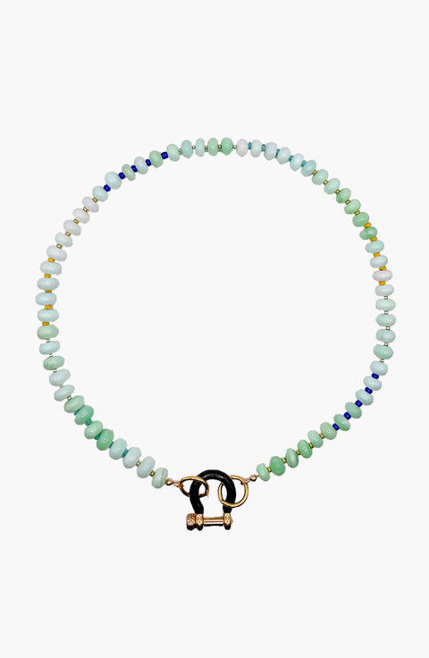 Cass Blue Green Opal Gold Plated Necklace
