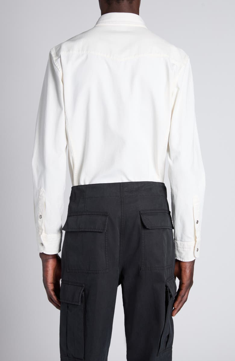 TOM FORD Peached Cotton Twill Western Shirt, Alternate, color, Aw004 Ivory