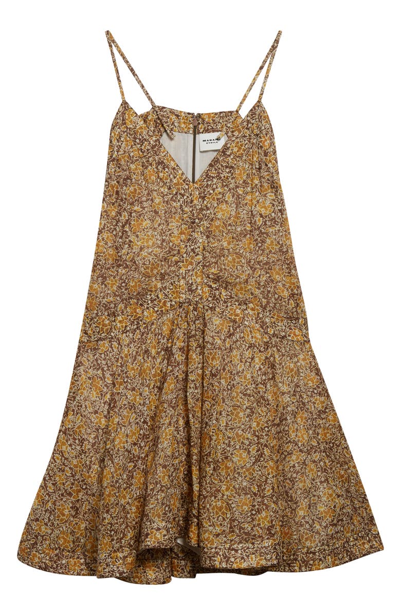 Isabel Marant Étoile Danielle Mixed Print Cotton Sundress, Alternate, color, Brown/ Khaki/ Yellow