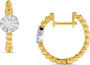 Ancona Fine Jewelry Pavé Diamond Circle Beaded Huggie Earrings in 14K Two Tone Gold