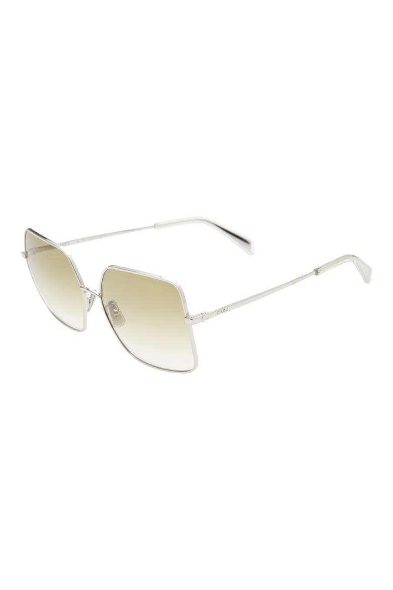60mm Gradient Square Sunglasses, Alternate, color, PALLADIUM/ GRADIENT GREEN