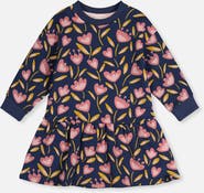 Deux par Deux French Terry Raglan Sleeve Gathered Skirt Dress