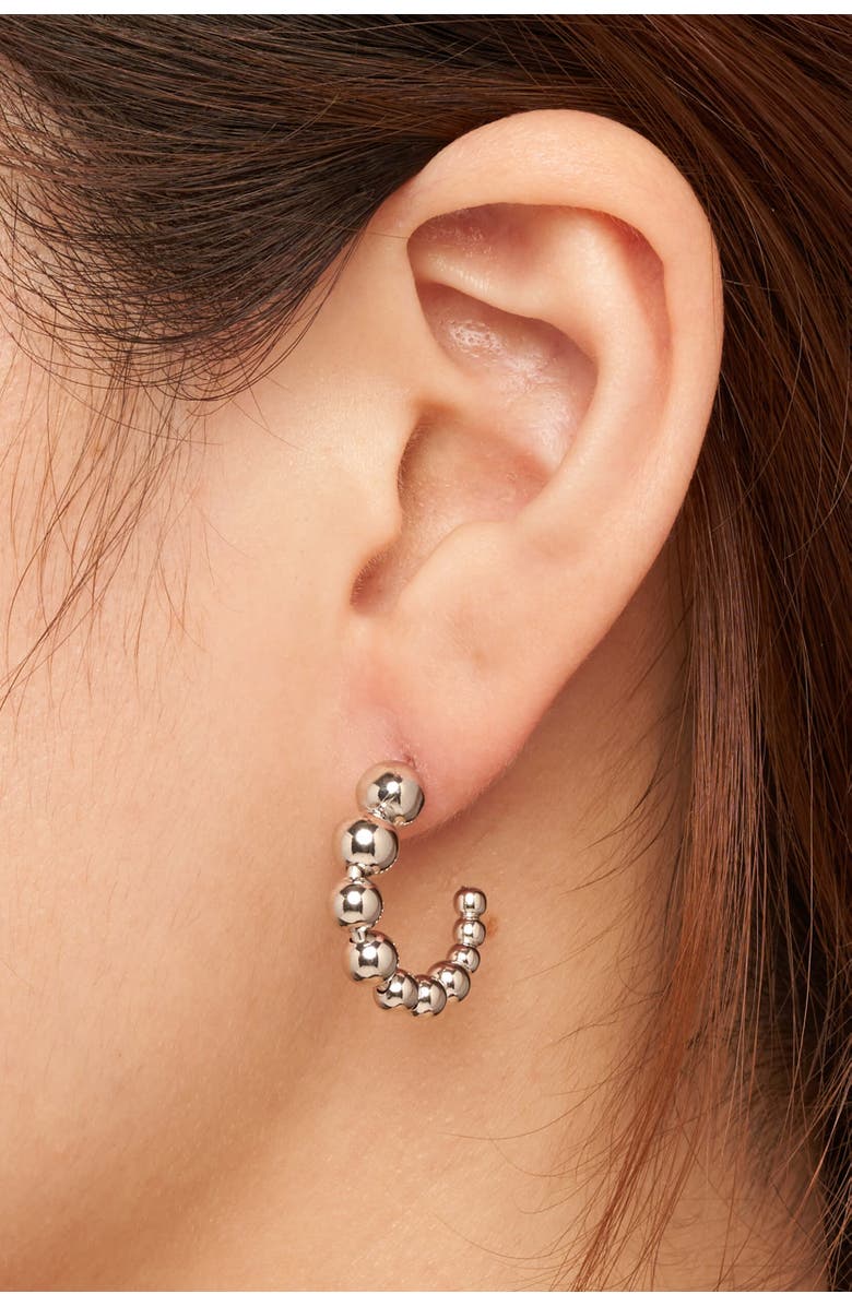 Oradina Sterling Silver Belle of the Ball Hoops, Alternate, color, Sterling Silver