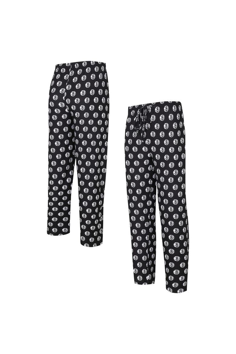 Men's Concepts Sport Black Brooklyn Nets Allover Logo Print Gauge Sleep Pants, Main, color, Black