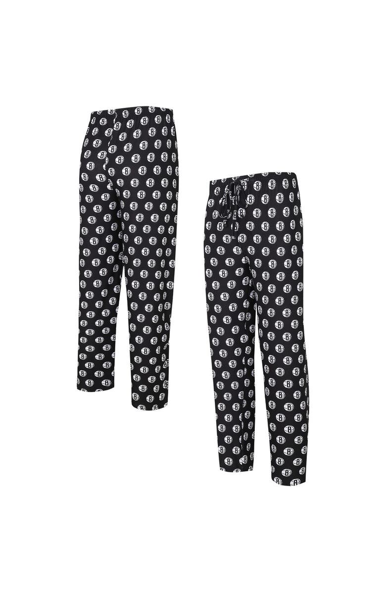 CONCEPTS SPORT Men's Concepts Sport Black Brooklyn Nets Allover Logo Print Gauge Sleep Pants, Main, color, Black