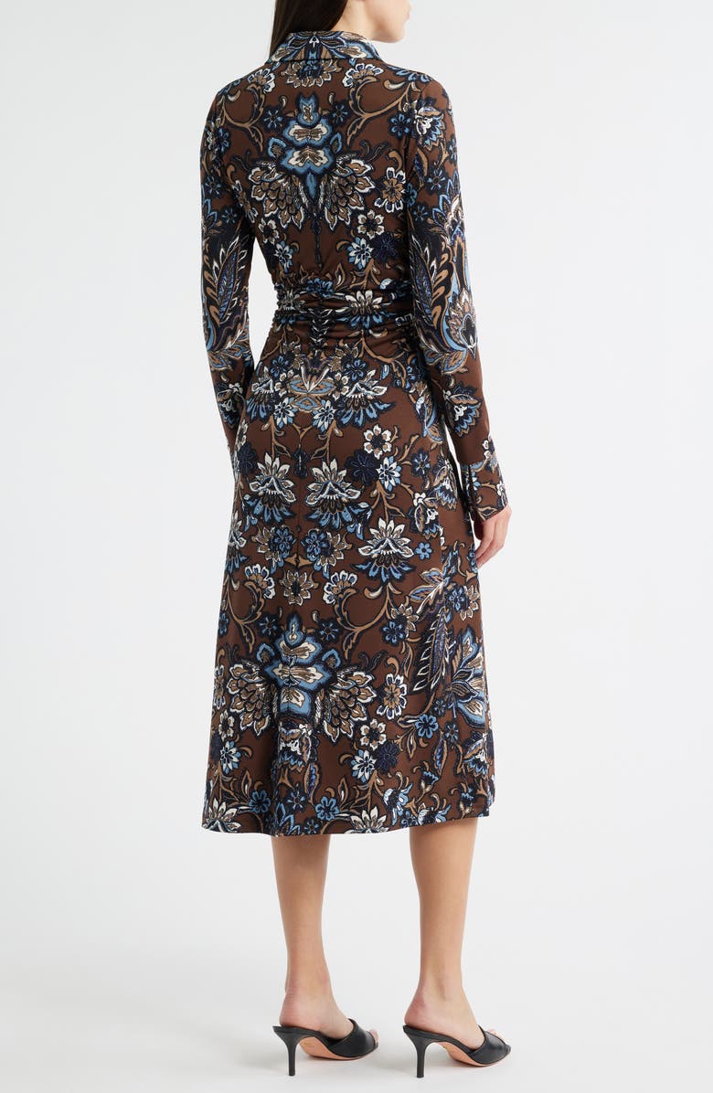 Julia Jordan Floral Print Long Sleeve Shirtdress, Alternate, color, Brown Multi