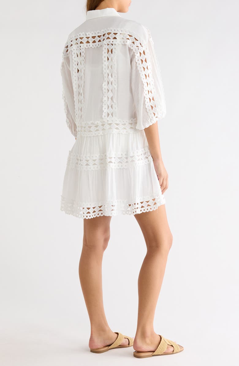 Elan Lace Trim Cover-Up Dress, Alternate, color, White