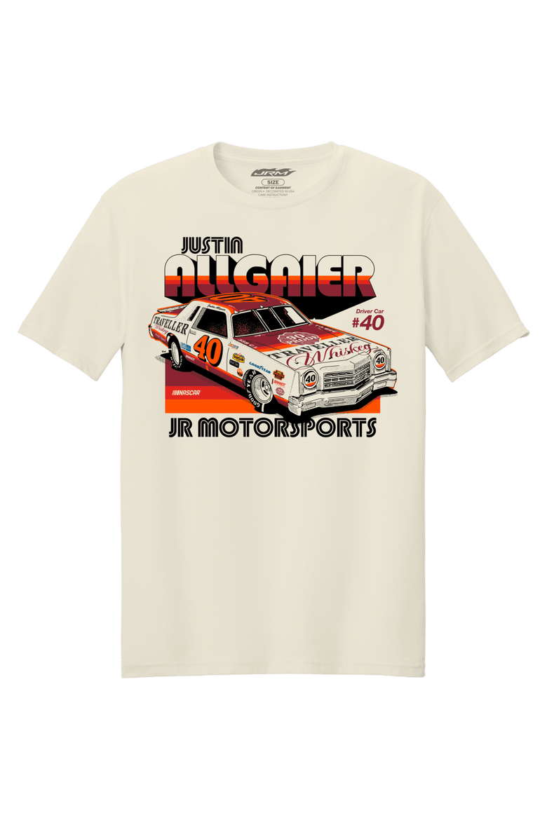 Men's Classic Ink Cream Justin Allgaier Traveller Whiskey T-Shirt, Main, color, Cream