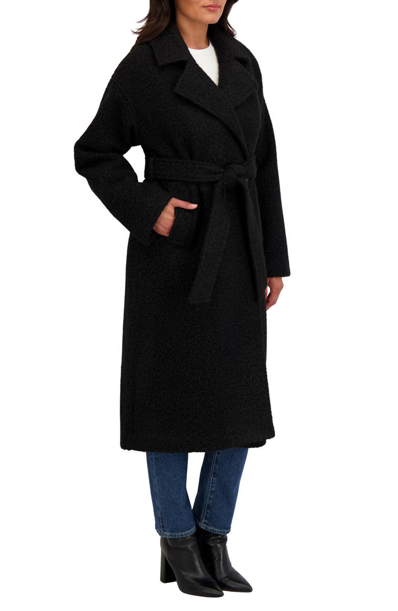 Sebby Bouclé Longline Coat, Alternate, color, Black