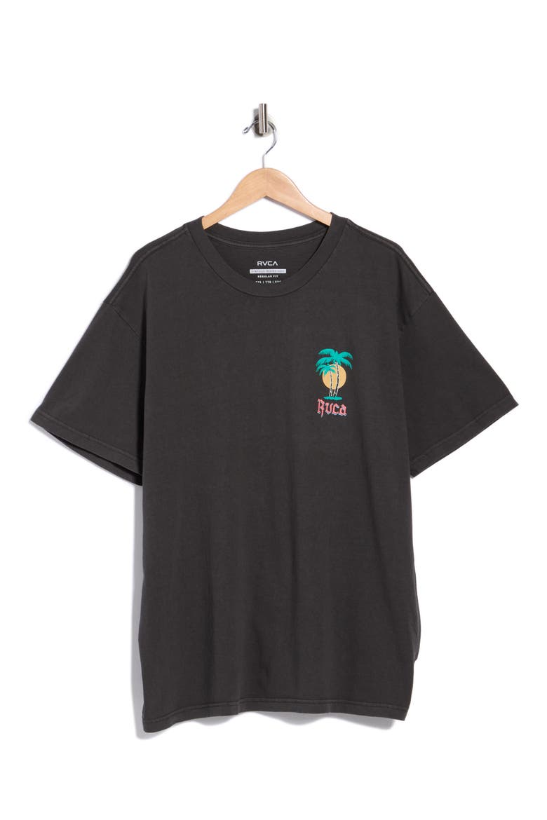 Frond Mural Cotton Graphic T-Shirt, Main, color, BLACK
