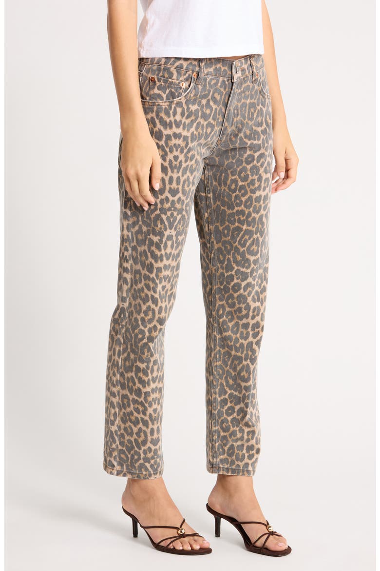 Blondie Mid Rise Crop Straight Leg Jeans, Alternate, color, LEOPARDO