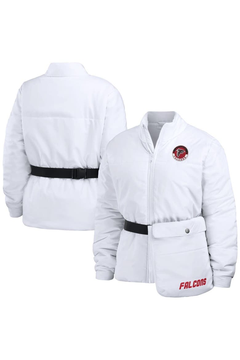 Women's WEAR by Erin Andrews  White Atlanta Falcons Packaway Full-Zip Puffer Jacket, Main, color, White