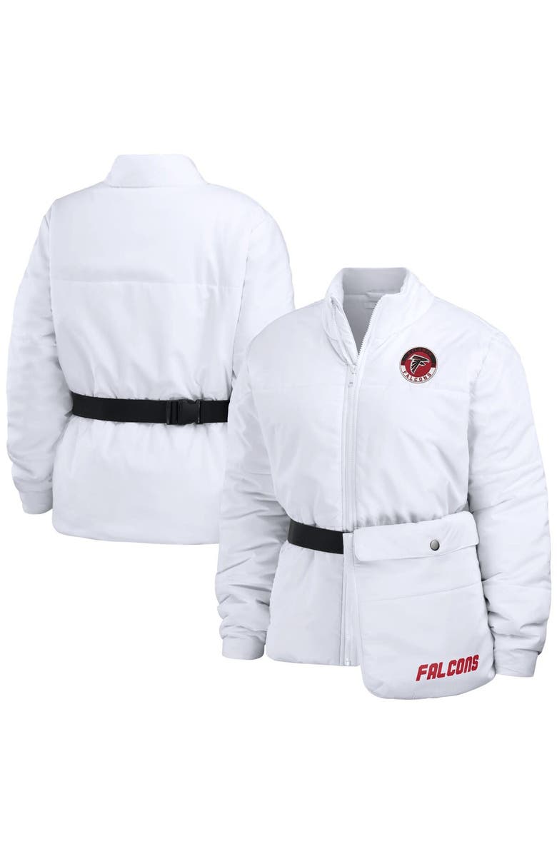 WEAR by Erin Andrews Women's WEAR by Erin Andrews  White Atlanta Falcons Packaway Full-Zip Puffer Jacket, Main, color, White