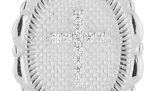 Chloe & Madison Chloe And Madison Sterling Silver Cross Oval Necklace In Silver