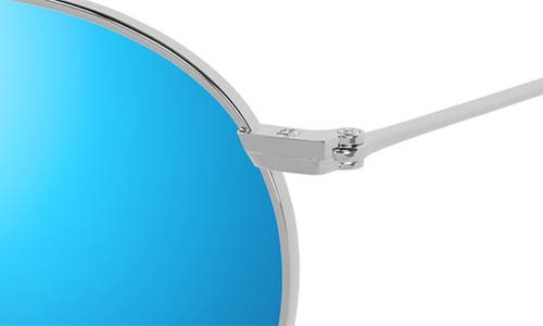 Maui Jim Pukaua 50mm Small Polarized Round Sunglasses In Silver/blue Hawaii