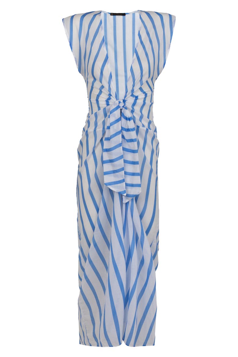 Sasha Tie Front Cotton Cover-Up Dress, Alternate, color, BLUE/ WHITE MULTI
