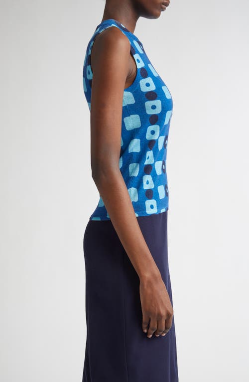 St John St. John Collection Geo Print Wool Shell In Blue