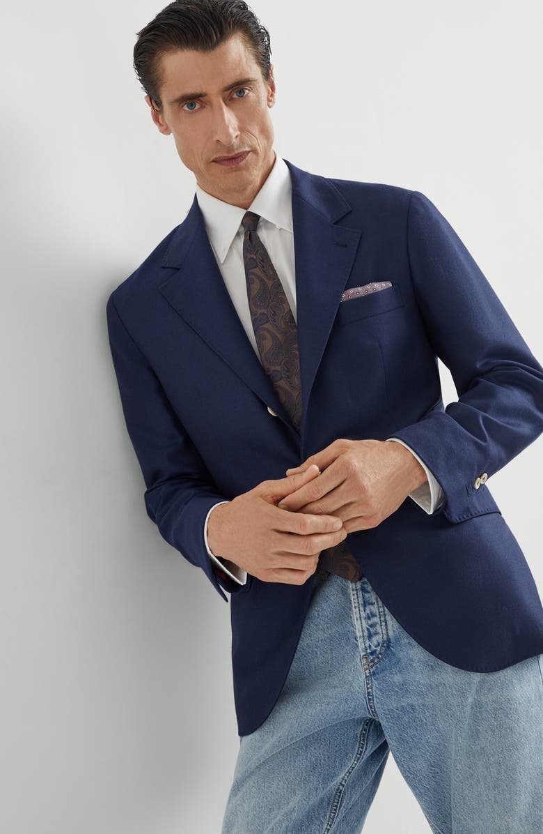 Brunello Cucinelli Twill unconstructed blazer, Alternate, color, Avio Blue