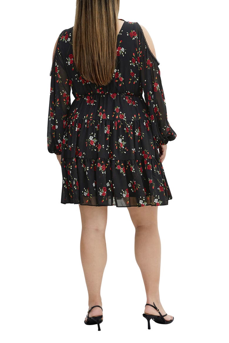 Maria Cold Shoulder Long Sleeve Minidress, Alternate, color, DOLCE DITSY BLK