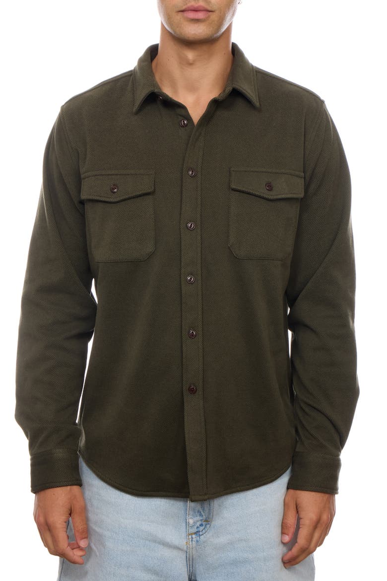 Micro Stripe Button Down Shirt, Main, color, OLIVE