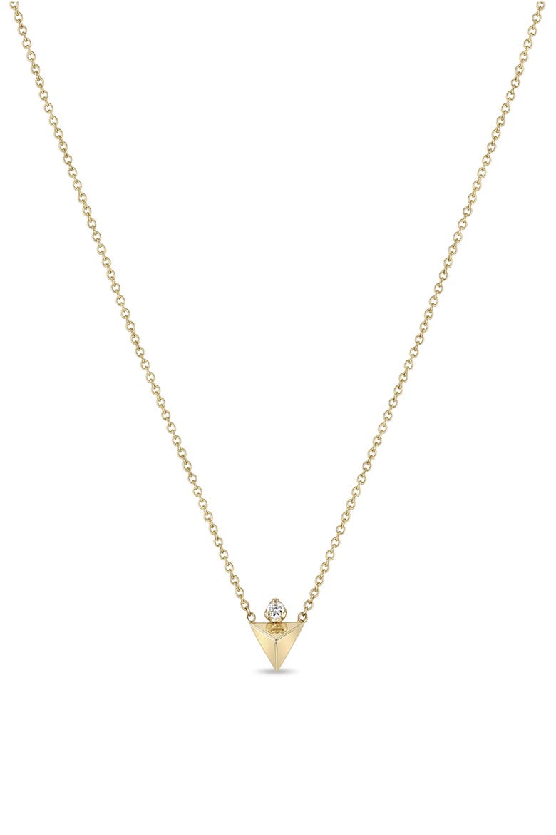14K Gold Diamond Pyramid Pendant Necklace, Main, color, 14K YELLOW GOLD