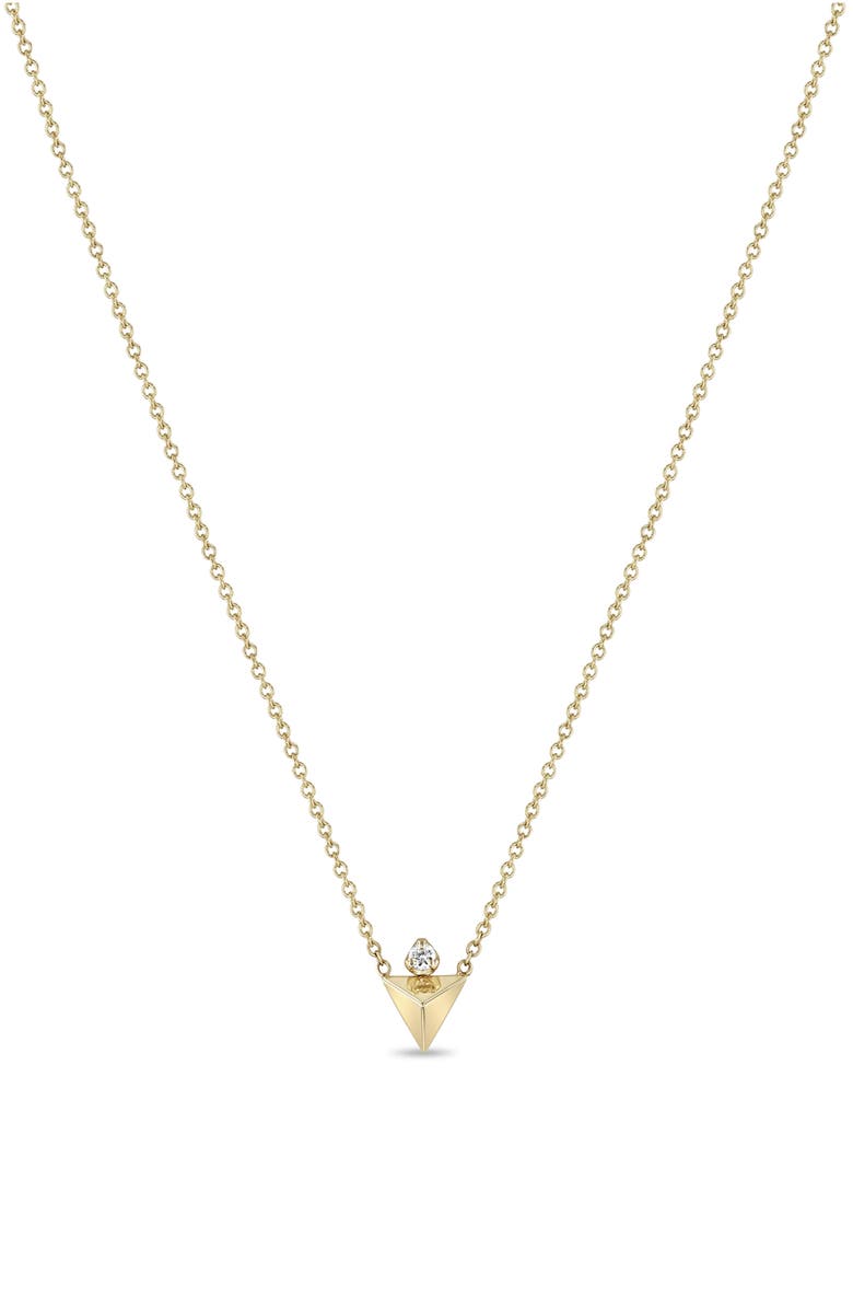Zoë Chicco 14K Gold Diamond Pyramid Pendant Necklace, Main, color, 14K Yellow Gold