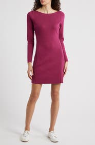Tommy Bahama Delphina Braid Detail Long Sleeve Cotton Blend Sweater Minidress