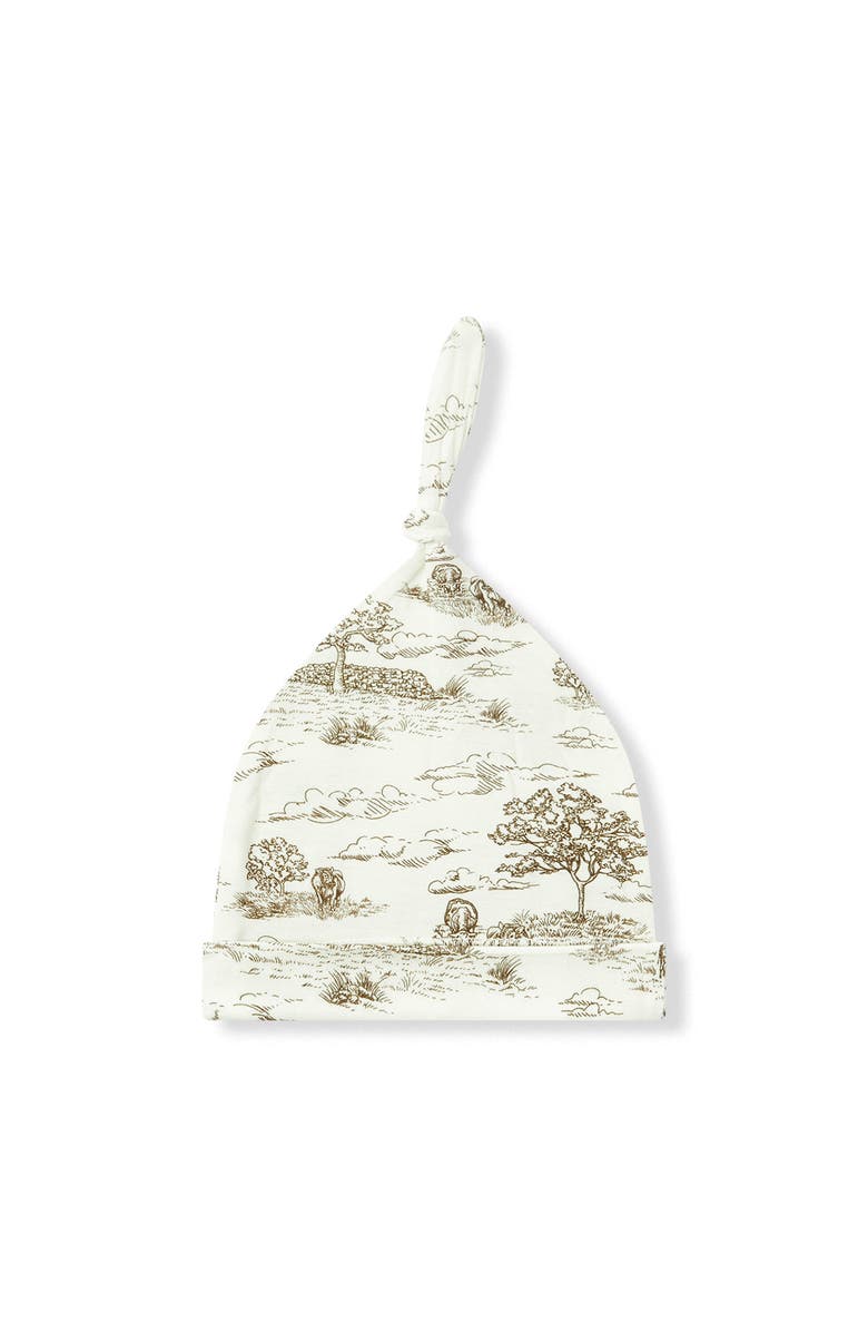 Milkbarn Luxe Stretch Newborn Gown and Hat Set, Alternate, color, Country Toile