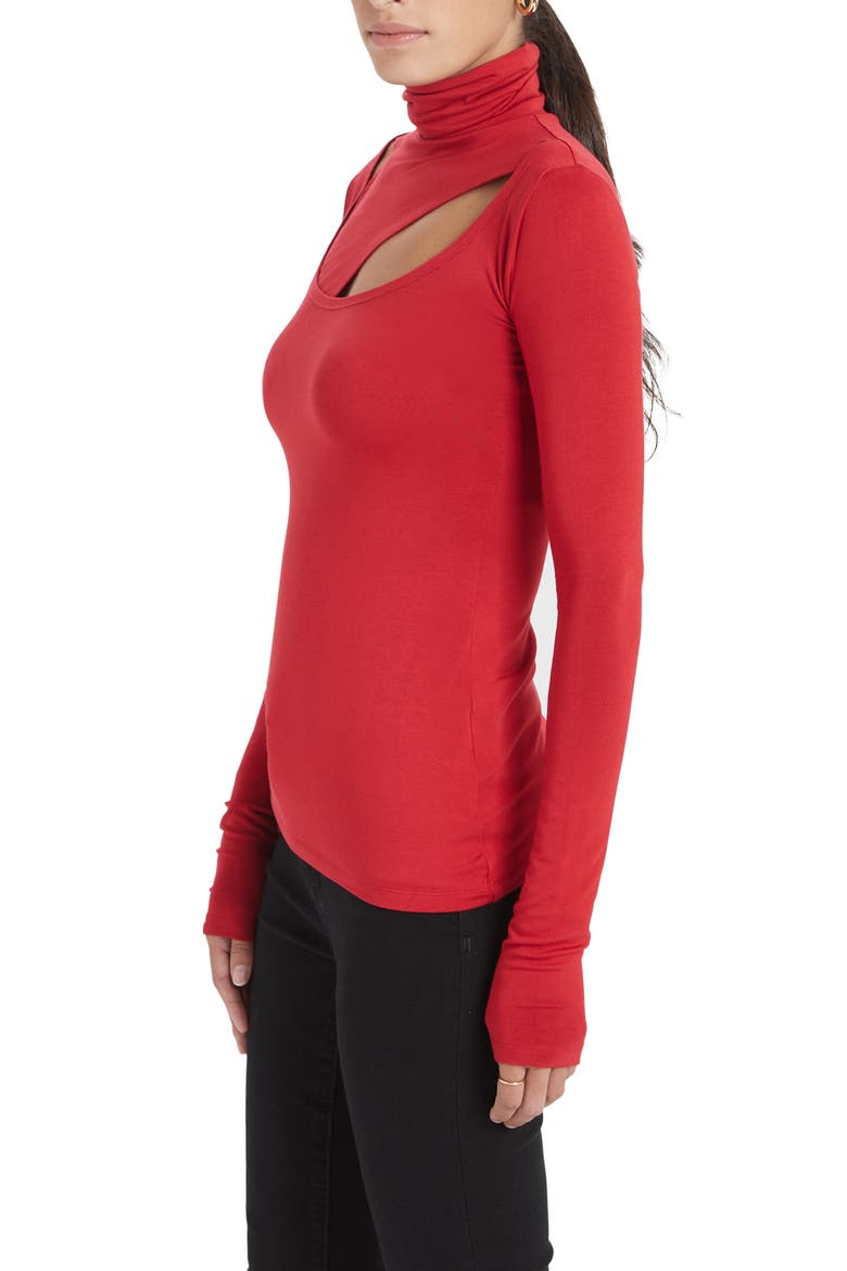 Dahlia Jersey Turtleneck Top, Alternate, color, RED