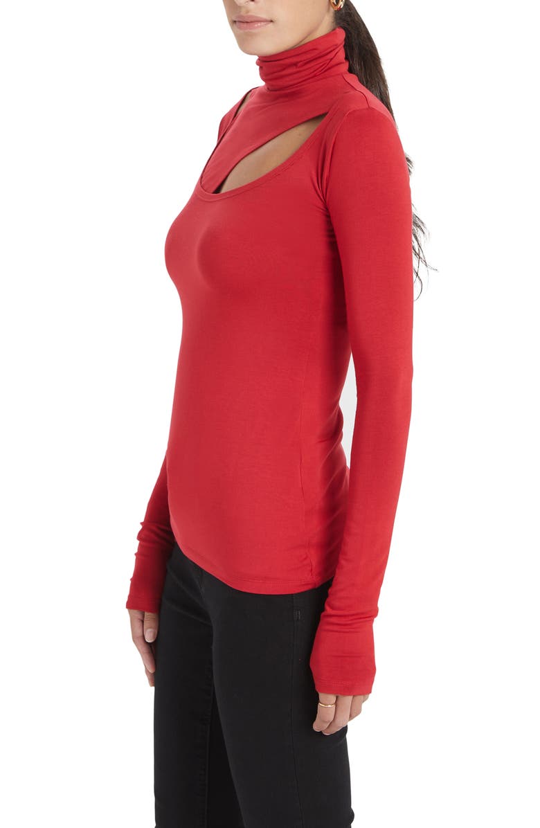 Marcella Dahlia Jersey Turtleneck Top, Alternate, color, Red