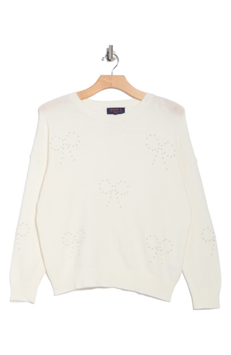 Joseph A Pearly Bows Pullover Sweater, Alternate, color, Egret