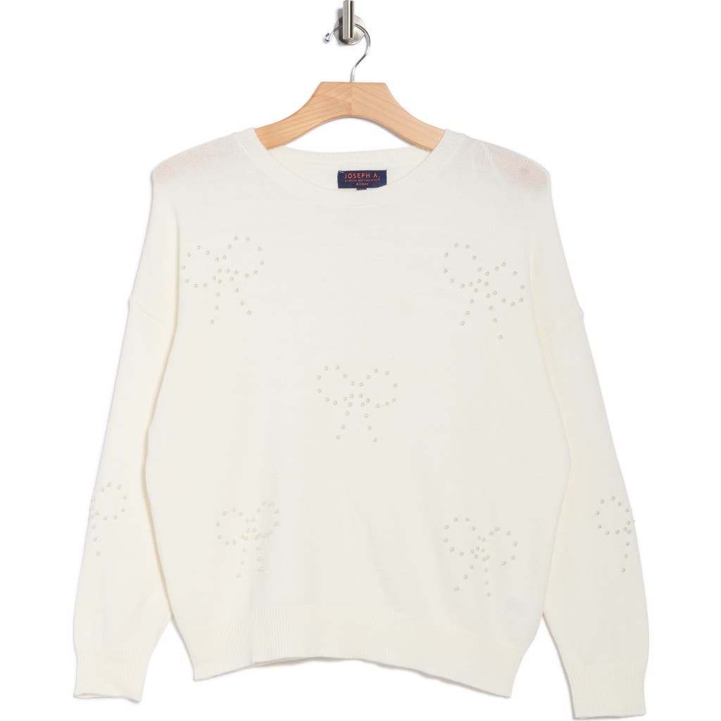 Joseph A Pearly Bows Pullover Sweater In Neutral