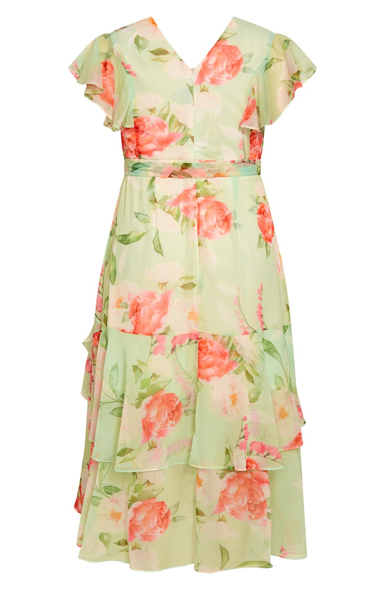 City Chic Floral High Low Faux-Wrap Dress, Alternate, color, Petal Print