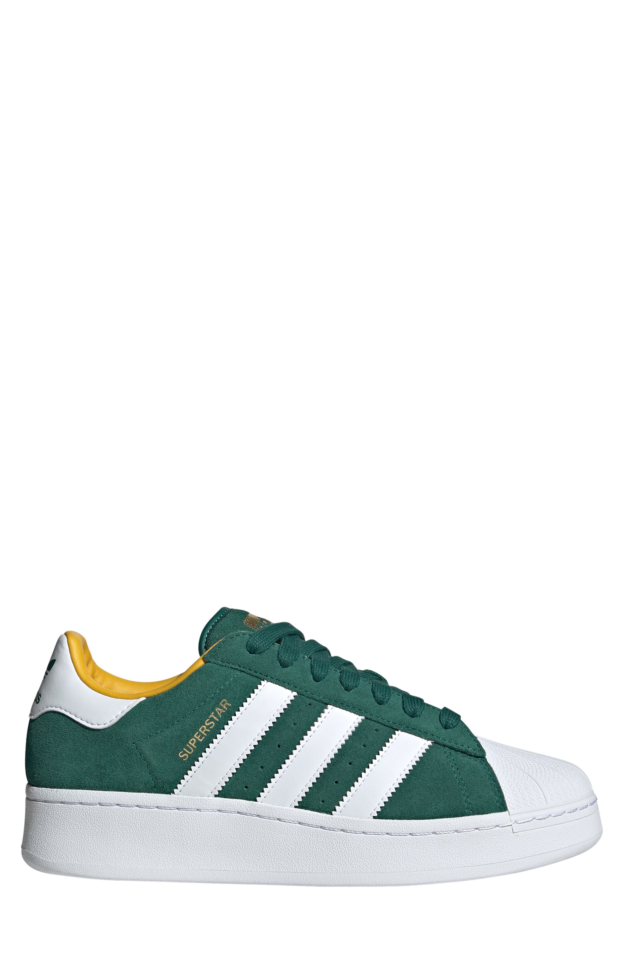 adidas Superstar XLG Sneaker, Alternate, color, Green/ White/ Bold Gold