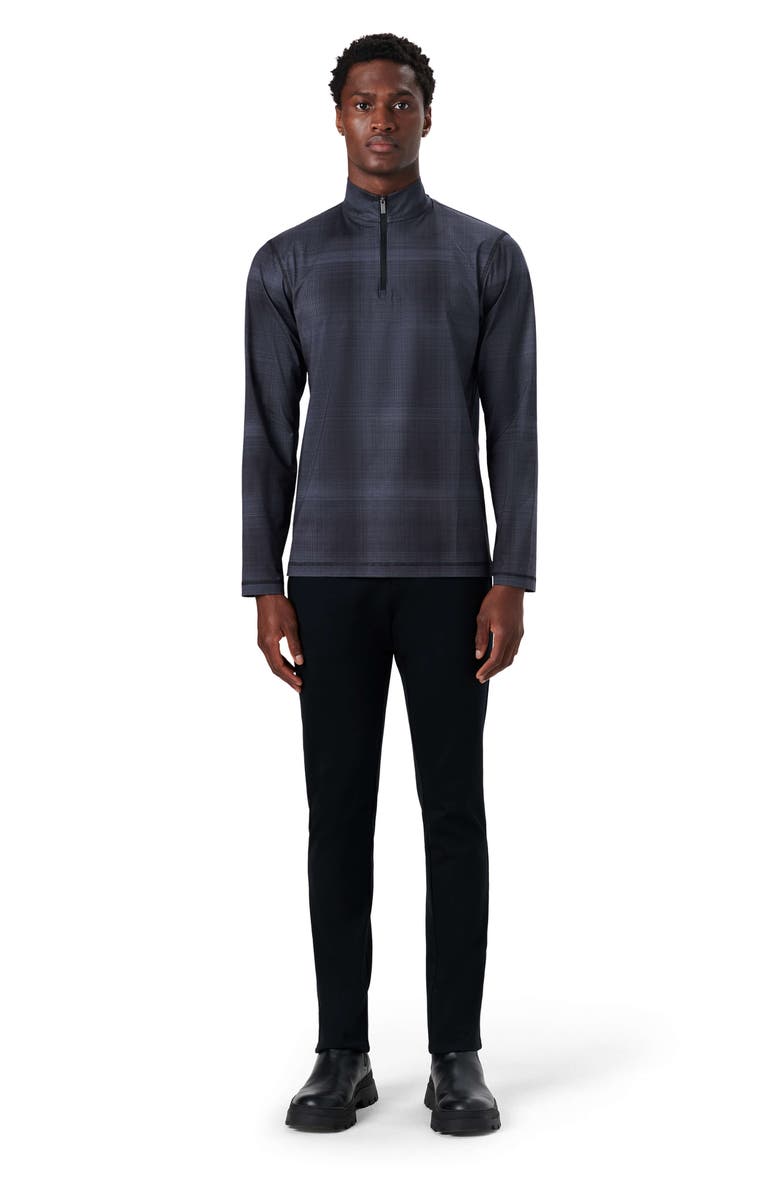 Bugatchi OoohCotton<sup>®</sup> Plaid Quarter Zip Pullover, Alternate, color, 