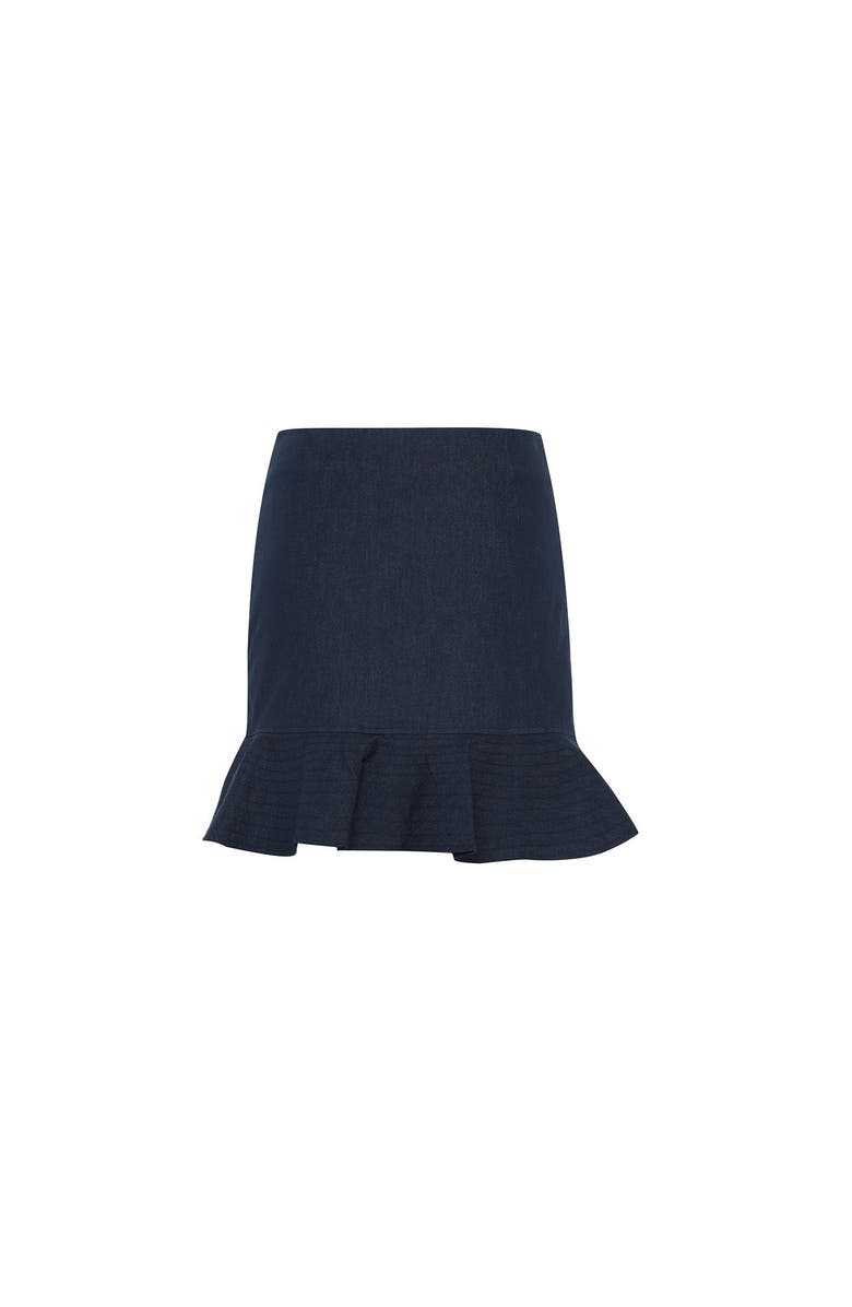 THEO The Label Demeter Denim Trapunto Hem Skirt, Alternate, color, Denim