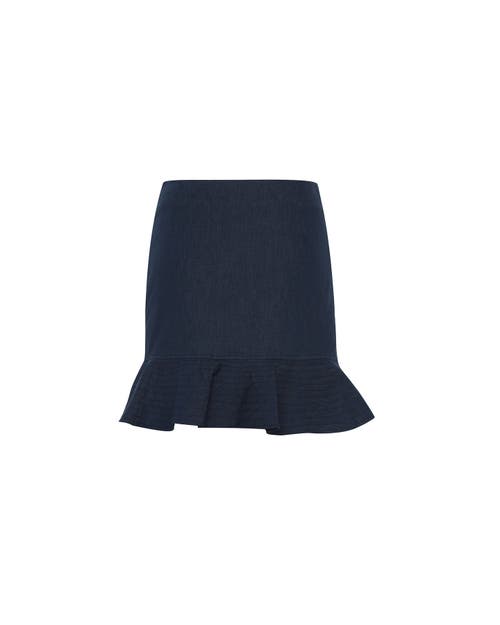 Theo The Label Women's Blue Demeter Denim Trapunto Hem Skirt In Denim