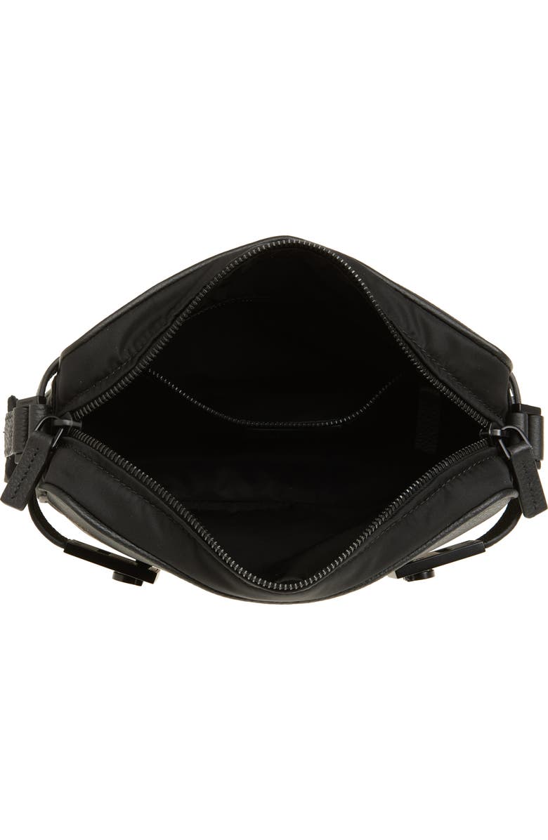 FERRAGAMO Twins Mixed Media Leather & Nylon Shoulder Bag, Alternate, color, Nero