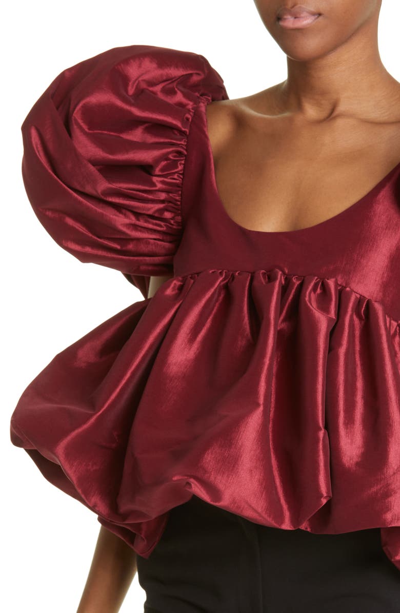 Kika Vargas Chiara Puff Sleeve Taffeta Babydoll Top, Alternate, color, 