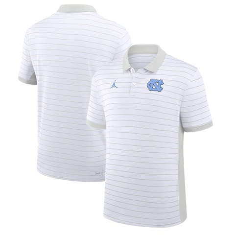 Men's Jordan Brand White North Carolina Tar Heels 2025 Early Season Coaches Sideline Victory Stripe Performance Polo