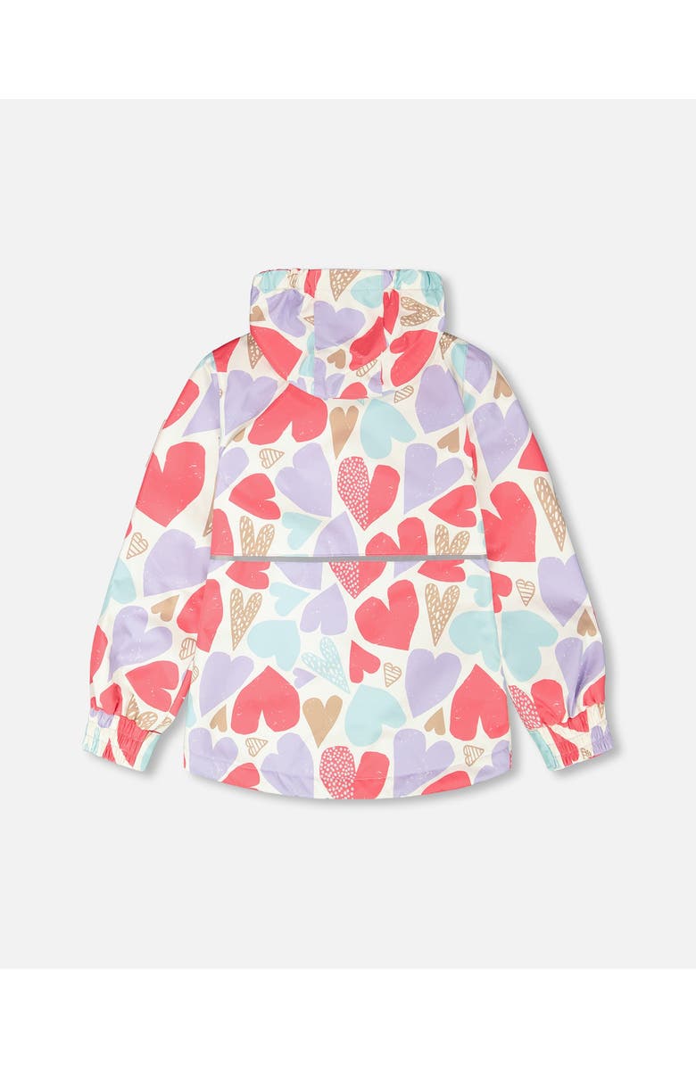 Deux par Deux Two-Piece Mid-Season Heart Outerwear Set, Alternate, color, White Heart Print