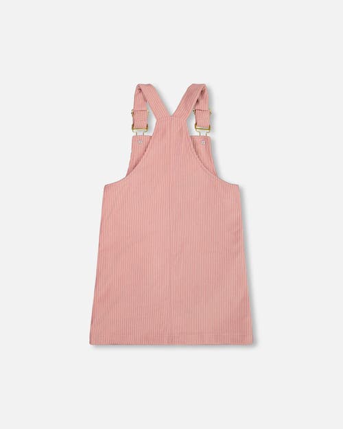 Deux Par Deux Corduroy Overall Dress In Pink