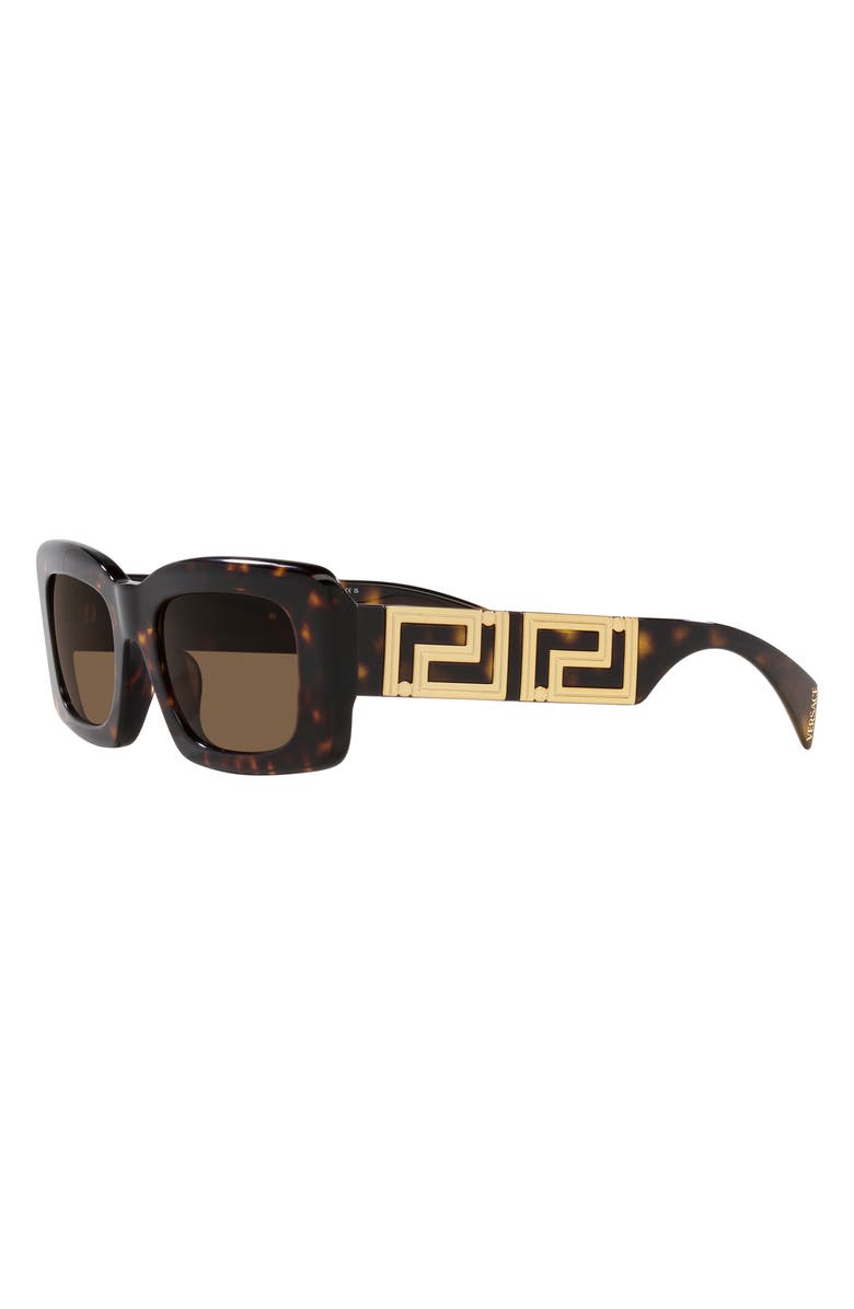 Versace 54mm Rectangular Sunglasses, Alternate, color, Havana