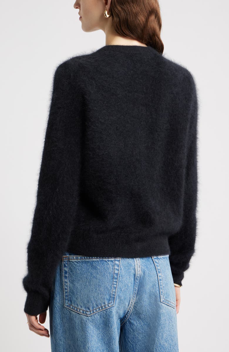 Nordstrom Brushed Cashmere Cardigan, Alternate, color, Black Rock