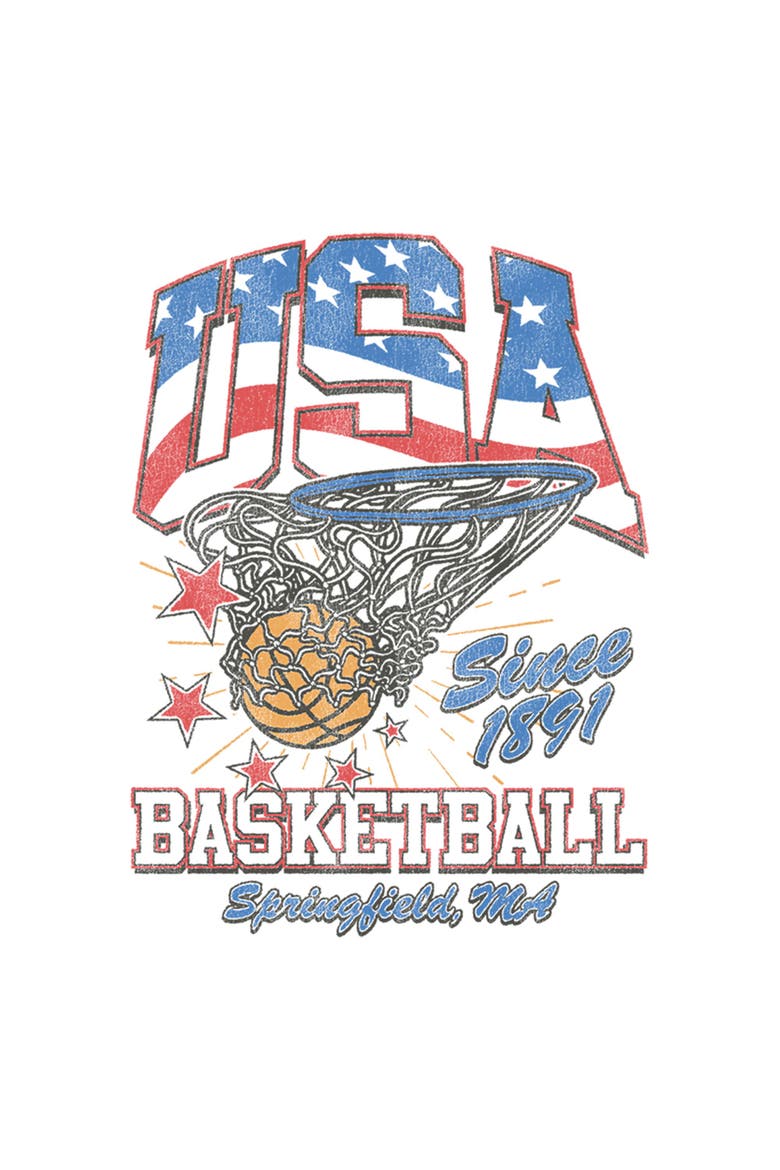 Juniors Lost Gods Since 1891 USA Basketball T Shirt, Alternate, color, White